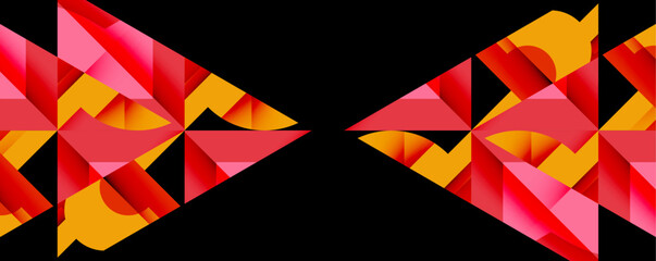 Leinwandbilder - Abstract geometric composition with interlocking circular and angular shapes, featuring smooth gradients and sharp contrasts on a white background