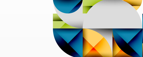 Leinwandbilder - Modern abstract composition with layered circles and angular segments featuring gradients, transparency effects, and a structured geometric layout