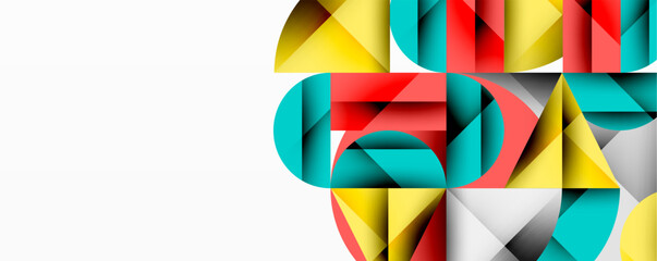 Leinwandbilder - Abstract geometric artwork with overlapping circles and gradients, circle square triangle shapes background featuring sharp angular cuts, smooth shading, and structured layered composition