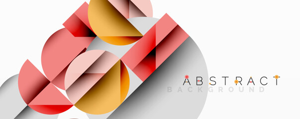 Leinwandbilder - Abstract geometric artwork with overlapping circles and gradients, circle square triangle shapes background featuring sharp angular cuts, smooth shading, and structured layered composition