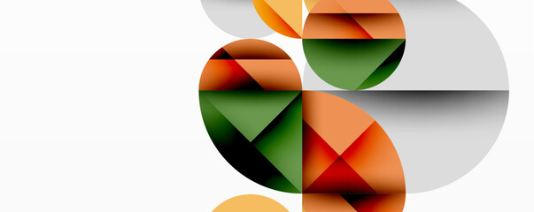 Leinwandbilder - Modern abstract composition with layered circles and angular segments featuring gradients, transparency effects, and a structured geometric layout