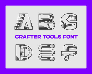 Wall Mural - set of vector crafter tools made in a shape of letters. graphic design symbol alphabet font.