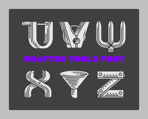 Wall Mural - set of vector crafter tools made in a shape of letters. graphic design symbol alphabet font.