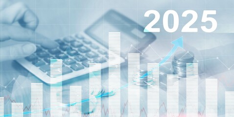 Wall Mural - financial background, economic growth 2025. abstract background. mixed media