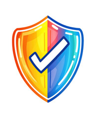Wall Mural - isolated transparent background. colorful shield icon with checkmark symbolizing security and trust