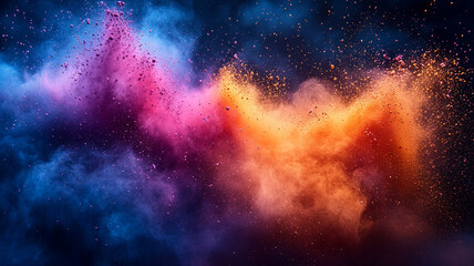 explosions of colored powder. holi festival.