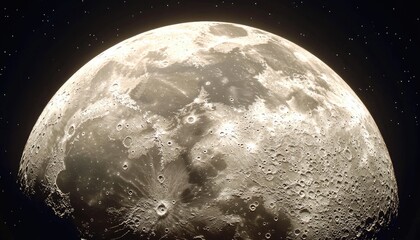Wall Mural - detailed close up of the celestial moon in space with craters