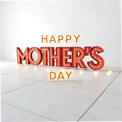 mother's day greeting card. vector banner with pink paper heart. symbol of love and calligraphy text