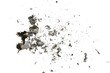 © PAKERTI - Ash abstract particle. Burnt paper isolated on white