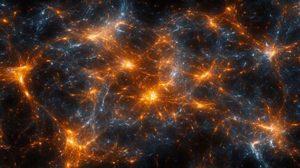 orange blue energy fractal, cosmic nebula background, digital art, website design