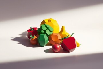 Wall Mural - Colorful geometric fruits in a playful arrangement capturing the essence of modern design and creativity