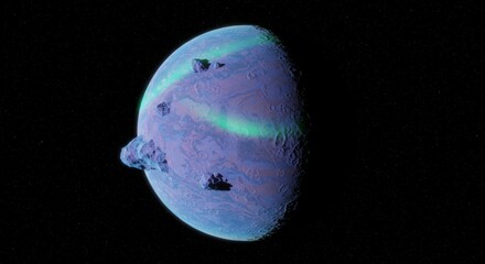 Wall Mural - generative ai exoplanet with aurora and asteroids illustration exoplanet planet aurora asteroid spac