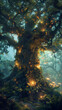 © Saeed - A majestic, ancient tree in the center of an enchanted forest, with glowing runes.