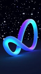 Wall Mural - mesmerizing neon infinity loop against starry night background