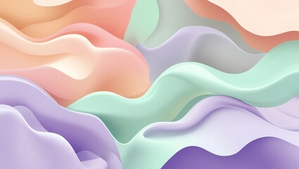 Wall Mural - pastel waves: an abstract dream of soft hues and gentle curves