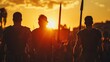 © Bayu - Roman legionaries marching into the sunset, ready for battle during war