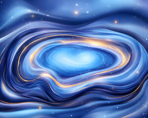 abstract swirling blue and gold nebula
