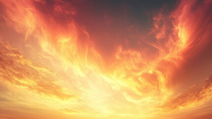 Wall Mural - majestic golden twilight sky with deep red and unique cloud patterns