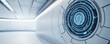 © Po - A futuristic circular interface embedded in a sleek, minimalist wall, suggesting advanced technology in a modern environment.