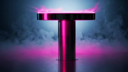 Aufkleber - Futuristic glowing pink metallic structure with smoke and neon lighting. Sci-fi concept