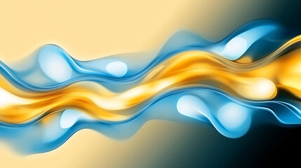Poster - Golden and blue waves flowing abstract background