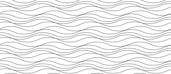Aufkleber - Seamless wave line background pattern. Vector illustration of wavy sea or ocean water surface.