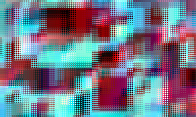 Fototapete - Pixilated abstract Energy background. Halftone effect. Vector image. Small particles with overlay moire effect