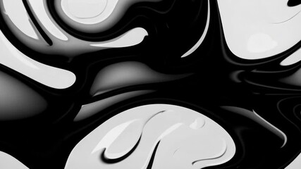 Aufkleber - Abstract fluid black and white pattern with glossy waves, modern art concept
