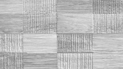 Poster - A white wooden wall with a pattern of squares and stripes. wall is made of wood and has a rustic feel, white abstract texture background.