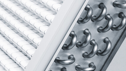 Aufkleber - Close up of an industrial metal radiator The radiator is made of metal and has many small tubes