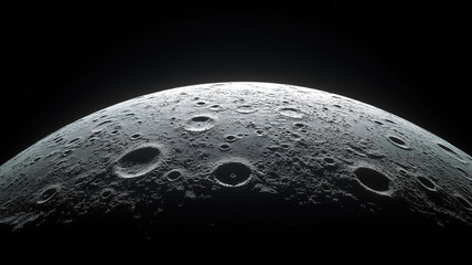 Beautiful moon glowing in the black night sky, its craters detailed, with gentle clouds