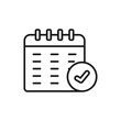 © asol - Line drawing of a calendar with a check mark, ideal for scheduling, time management, organizing, planning, completing tasks on time.