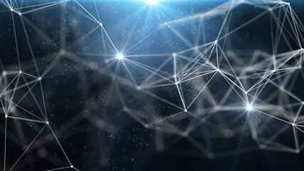 Wall Mural - abstract lines, nodes, particles and flickering lights evolving. futuristic abstract technology comp