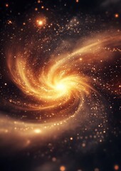 Wall Mural - majestic swirling golden galaxy with nebula and sparkling stars, vertical space background
