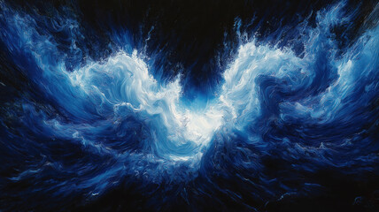 Wall Mural - a captivating cosmic explosion with vibrant blue lights filling the dark universe