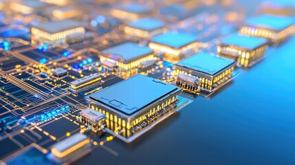 close-up view of a computer circuit board displaying intricate connections and advanced technology f