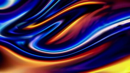 Poster - Vibrant abstract waves of blue and orange light, fluid motion. Futuristic energy flow concept