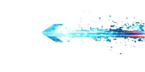 Wall Mural - A blue arrow is shown in a white background
