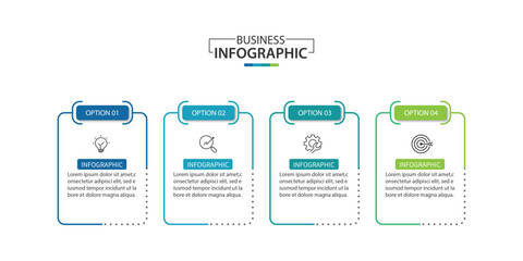 Wall Mural - business infographic template. 4 step timeline journey. process diagram, infographic elements vector