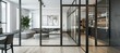 © spyrakot - Modern Home Office and Living Room Separation with Aluminum Framed Glass Doors