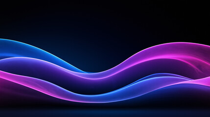 Wall Mural - fluid wave of color: abstract neon waves cascade across a dark background, creating a sense of movem