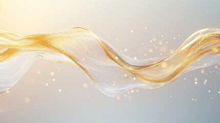 Wall Mural - golden wave abstract: an elegant and abstract image featuring flowing golden and white wave-like for