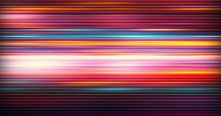 Abstract animation of vibrant multicolored lights and particles leaving visible trails moving in speed. Glowing neon lines seamless looping animation. Data streaming through speed lights fiber optics.