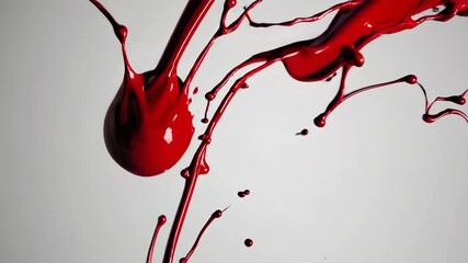 Poster - Red liquid splash on white background, dynamic motion. Abstract art concept