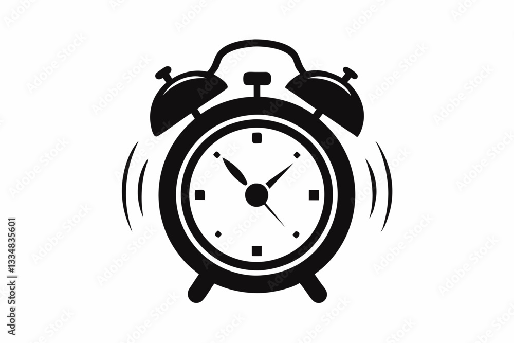 ringing alarm clock line art silhouette vector illustration Stock ...