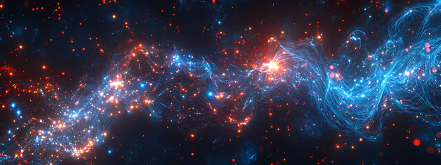 Wall Mural - Neural Brain Network in a High-Tech Cyber Space