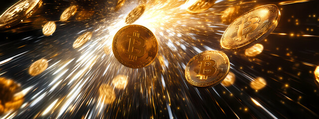 Wall Mural - Bitcoin's High-Speed Revolution