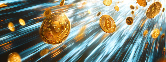 Wall Mural - Bitcoin's High-Speed Revolution