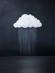 Wall Mural - cloud rain minimalist design - a simple of a white cloud raining on a dark background. perfect for m