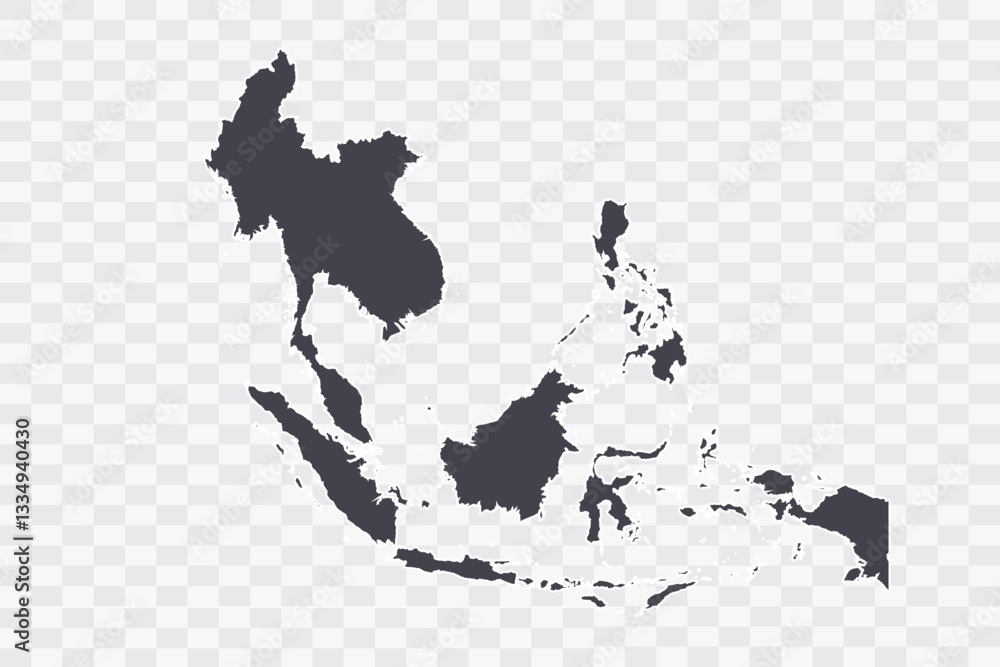 Southeast Asia Map Anchor Color on White Background …
